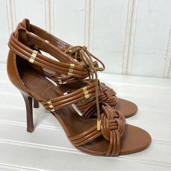 Tory Burch Audrianna Glazed Lounge Lace Up Heels Size 9.5 595 - Picture 3 of 14